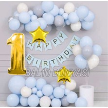 Bal10 Dünyası Gold Renk Banner'lı Stand'lı Folyo Balon Seti 1 Yaş
