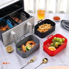 Yuandong 7 Inç 19.5cm Yui / Xiaomi / Philips / Kumtel Uyumlu Air Fryer Dikdörtgen Silikon Kalıp - Mavi (Yurt Dışından)