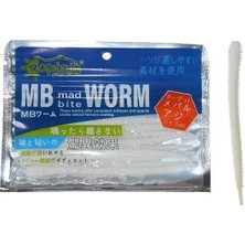 Captain 3456 Mad Bite Worm 10CM Aromalı Lrf Silikonu 1.3gr 10'lu Paket Beyaz