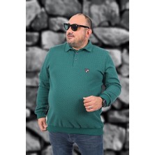 Moc Grande Mocgrande Nefti Renk Erkek 3XL Polo Yaka Uzun Kol Sweat Ekstra Konfor
