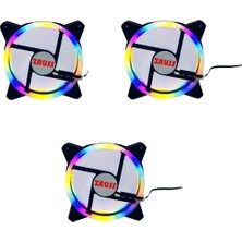 Hubstein 3 Adet ZR-100 1800RPM Rainbow Rgb Kasa Fanı 12 cm Renkli Gökkuşağı Fanı