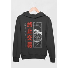 Rock&Roll Tek Göz Kapüşonlu Kalın Oversize Antrasit Kadın Sweatshirt