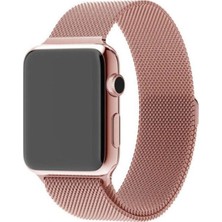Pazariz Apple Watch Uyumlu Hasır 38MM / 40MM Metal Kordon Rose Gold
