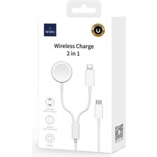 Wiwu M10 2 In 1 Kablosuz Akıllı Saat Şarj Aleti ve Lightning Pd 3A Hızlı Şarj Kablosu