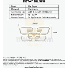 TT Aydınlatma TT302-4+1-BY Kare Tt Aydınlatma Mat Beyaz 5 Li LED Avize