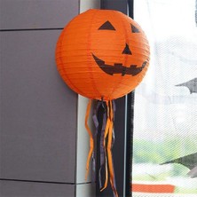 Pi İthalat Balkabağı Kağıt Japon LED Süs - Kabak Dekor Yuvarlak Fener Süs 25 cm