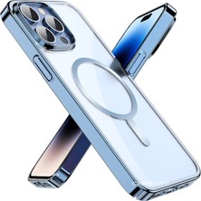M.TK Moveteck Iphone 14 Pro Uyumlu Kılıf Arkası Şeffaf Kenarlar Renkli Manyetik Magsafe Sert Koruyucu