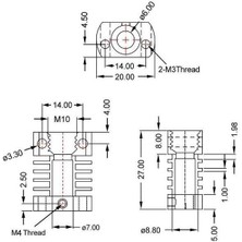 Motorobit MK10 3D Yazıcı Alüminyum Soğutucu Gövde - 27X20X12MM