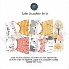 Sticker Ekspres Sevimli Kediler Kedi Çocuk Odası Duvar Sticker Seti