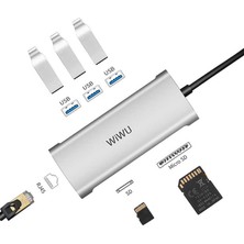 Wiwu Alpha 631STR 6 In 1 Type-C Hub RJ45 Ethernet + USB 3.0 + Sd Çoğaltıcı Adaptör