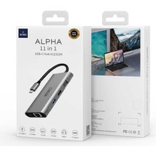 Wiwu Alpha 11312H 11 In 1 Type-C Hub HDMI 4K + VGA + RJ45 Ethernet + Aux Çoğaltıcı Dönüştürücü