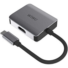 Wiwu Alpha A20VH 2 In 1 Type-C Hub HDMI 4K + VGA Çoğaltıcı Adaptör