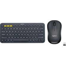 Logitech K380 Bluetooth Klavye 920-007586 + M221 Kablosuz Mouse 910-006510 Siyah Klavye-Mouse Seti