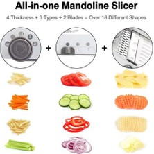 Three Beans 18 Türleri Ayarlanabilir Mandoline Dilimleyici Paslanmaz Çelik Sebze Julienner Rende KC0326 (Yurt Dışından)