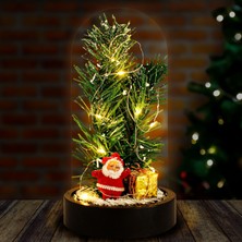 Home Dekor Hediye 2023 Yeni Yıl Hediyesi Yılbaşı 2023 Noel Baba ve Çam Ağacı LED Işıklı Fanus Hediye
