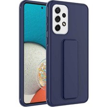 TahTicMer Samsung Galaxy A52 4g A525 Kılıf Silikon Standlı Elden Geçme Mıknatıslı Hand Strap Suni Derili Arka Koruma