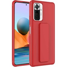 TahTicMer Xiaomi Redmi Note 10 Pro Kılıf Silikon Standlı Elden Geçme Mıknatıslı Hand Strap Suni Derili Arka Koruma