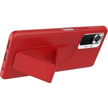 TahTicMer Xiaomi Redmi Note 10 Pro Kılıf Silikon Standlı Elden Geçme Mıknatıslı Hand Strap Suni Derili Arka Koruma