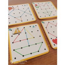 Montessori Toddler Geoboard Geometri Oyunu 5x5 (Eğitici Kartlı)