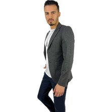 Agustini Gri Blazer Mono Yaka Slim Fit Torba Cep Tek Ceket | Agustini