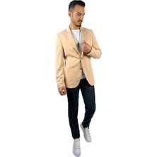 Agustini Yavruağzı Renk Torba Cep Tek Ceket Mono Yaka Slim Fit | Agustini