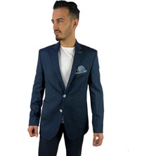 Agustini Lacivert Blazer Mono Yaka Slim Fit Astarsız Tek Ceket | Agustini