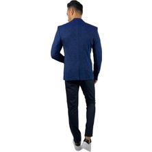 Agustini Lacivert Blazer Mono Yaka Slim Fit Yarım Astar Tek Ceket | Agustini