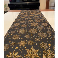 Stelo de Maro Snowy Black Kar Tanesi Desenli Runner Siyah-Gold 40X140