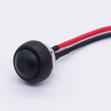 Roba 12MM PBS-33B 2 Pin Push Buton Siyah 20CM Kablolu On Off 1A 250V Mini Yuvarlak Su Geçirmez Anahtar