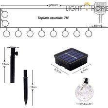 Light Home 50 Led 7 Metre Tüm Renkler Kristal Güneş Enerjili Led Işık Solar Bahçe Teras Balkon Ağaç Lambası Aydınlatması