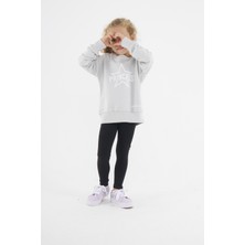 Think Simple Kız Çocuk Oversize Baskılı Basıc S-Shırt-Coolgrey