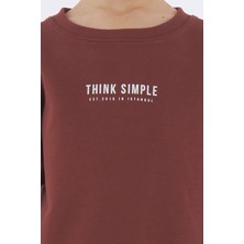 Think Simple Erkek Çocuk Oversize Baskılı Basıc S-Shırt-Kahve
