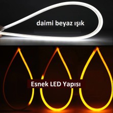 UniChrome Cob Işık Ultra Ince Araba Drl 60CM Gündüz Ledi Dönüş Sinyali-Beyaz Sarı Akan Işık Modeli