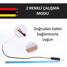 UniChrome Cob Işık Ultra Ince Araba Drl 60CM Gündüz Ledi Dönüş Sinyali-Beyaz Sarı Akan Işık Modeli