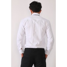 R-Germen Erkek Mikrosaten Gök Mavisi Slim Fit Gömlek