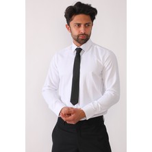 R-Germen Erkek Mikrosaten Gök Mavisi Slim Fit Gömlek