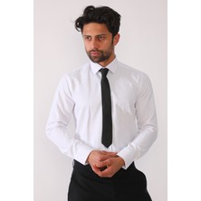 R-Germen Erkek Mikrosaten Gök Mavisi Slim Fit Gömlek