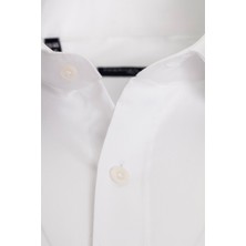 R-Germen Mavi ve Beyaz Mat Saten 2'li Slim Fit Gömlek