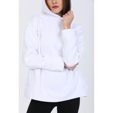 Coesta Pupiwessi Kadın Beyaz Kapüşonlu Oversize Sweatshirt-Hoodie