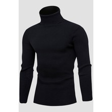 Hanclo Unisex 2’li Hazır Paket Siyah - Gri Balıkçı Yaka Kaşkorse Şardonlu Slimfit Boğazlı Kazak