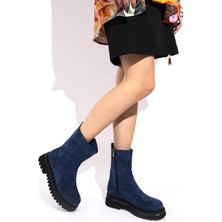 Modabuymus Olle Lacivert Süet Günlük Hafif Kalın Taban Bot