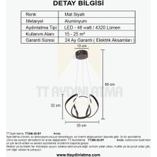 TT Aydınlatma TT306-35-SY Tt Aydınlatma Kavis Modeli Mat Siyah LED Avize