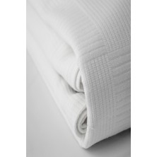 Inter Z Tek Kişilik Beyaz Dama Desenli Pike. Damalı Otel Pikesi 160 x 230