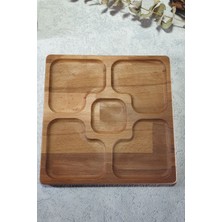 Koza Wood Art Masif Ahşap Çerezlik - Kahvaltı - Kahve - Meyve Sunum Tabağı Tabak Naturel