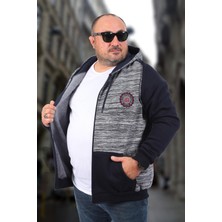 Starbattal Unisex Kapüşonlu Lacivert Sweat Shirt 3XL Büyük Beden Uzun Kol Düz Renk Tasarım