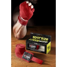 Sporsize Voven Boks Bandajı 4,5 Metre Kırmızı Elastik Bandaj Muay Thai Kullanımı İçin Özel