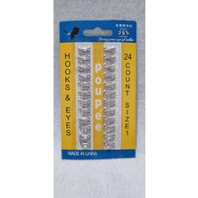 Agraf Düğme Kopça Düğme 24lü 1.3cm Metal No:1 Sütyen Kopça Etek Kopça Yelek Kopça Atlet Kopça