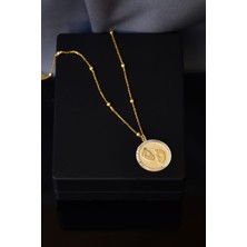 Papatya Silver 925 Ayar Gümüş Gold Kaplama Top Zincirli Mor Taşlı Bebek Ayak İzi Plaka Kolye
