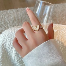 Stainless Steel Zirkon Taşlı Kalp Çelik Yüzük