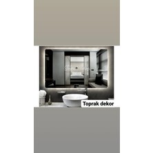 Toprak Dekor 100*80 Beyaz Ledli Banyo Aynası Ledli Ayna Tuvalet Aynası Boy Aynası